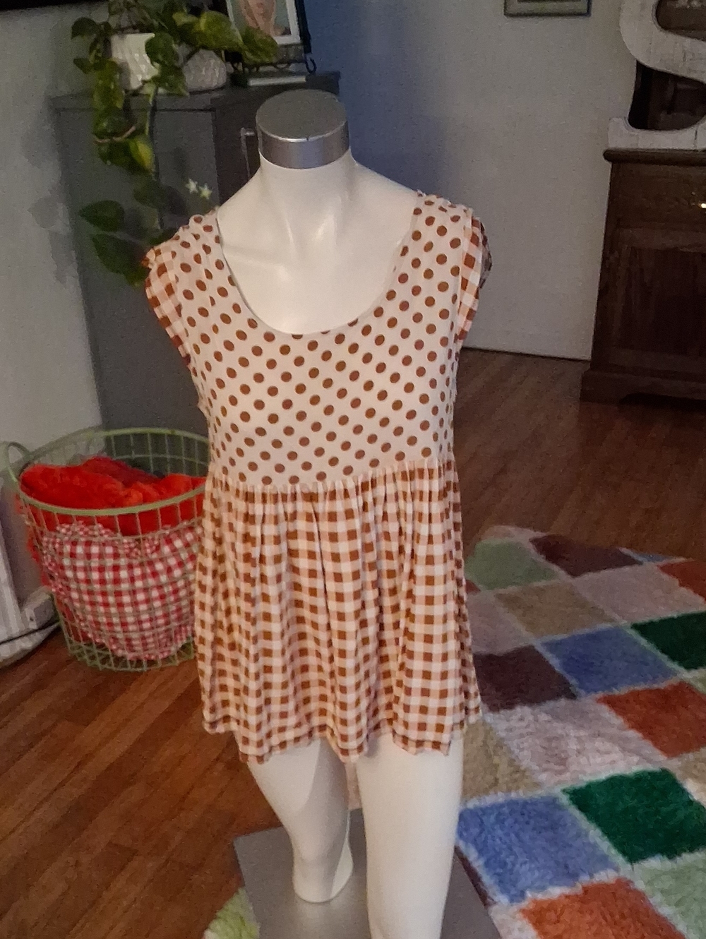 Matilda Jane Brown & Cream Mixed Patterned Tunic Bsbydoll Too, Large